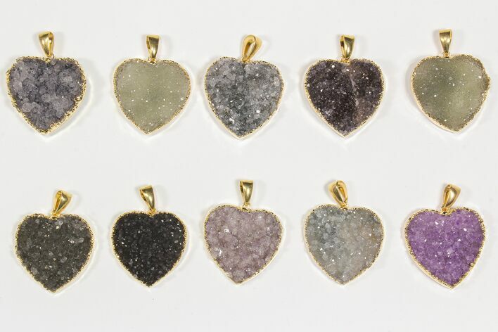 Lot: Druzy Amethyst Heart Pendants - Pieces #84077